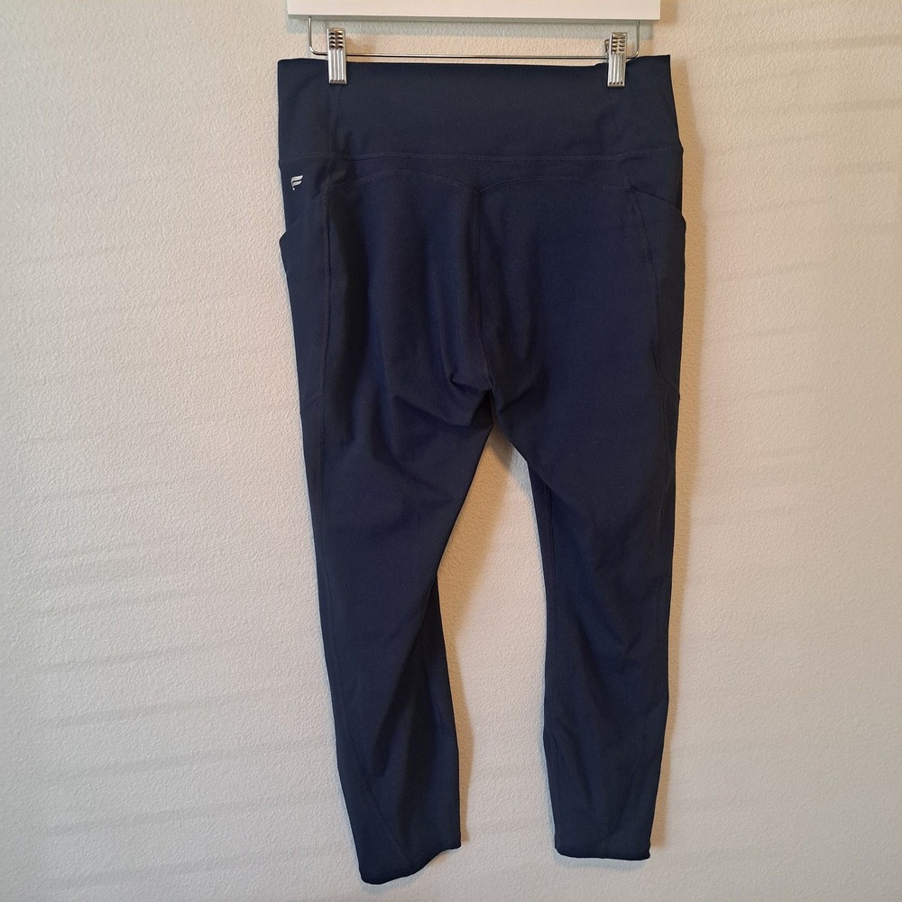 Fabletics PureLuxe High Waisted Navy Blue Pocket Leggings 7/8 Length Women L